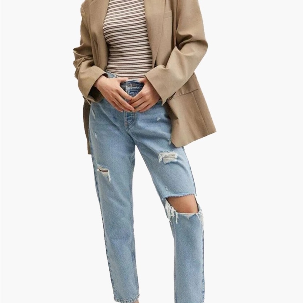 Mango Light Blue Distressed Jeans
